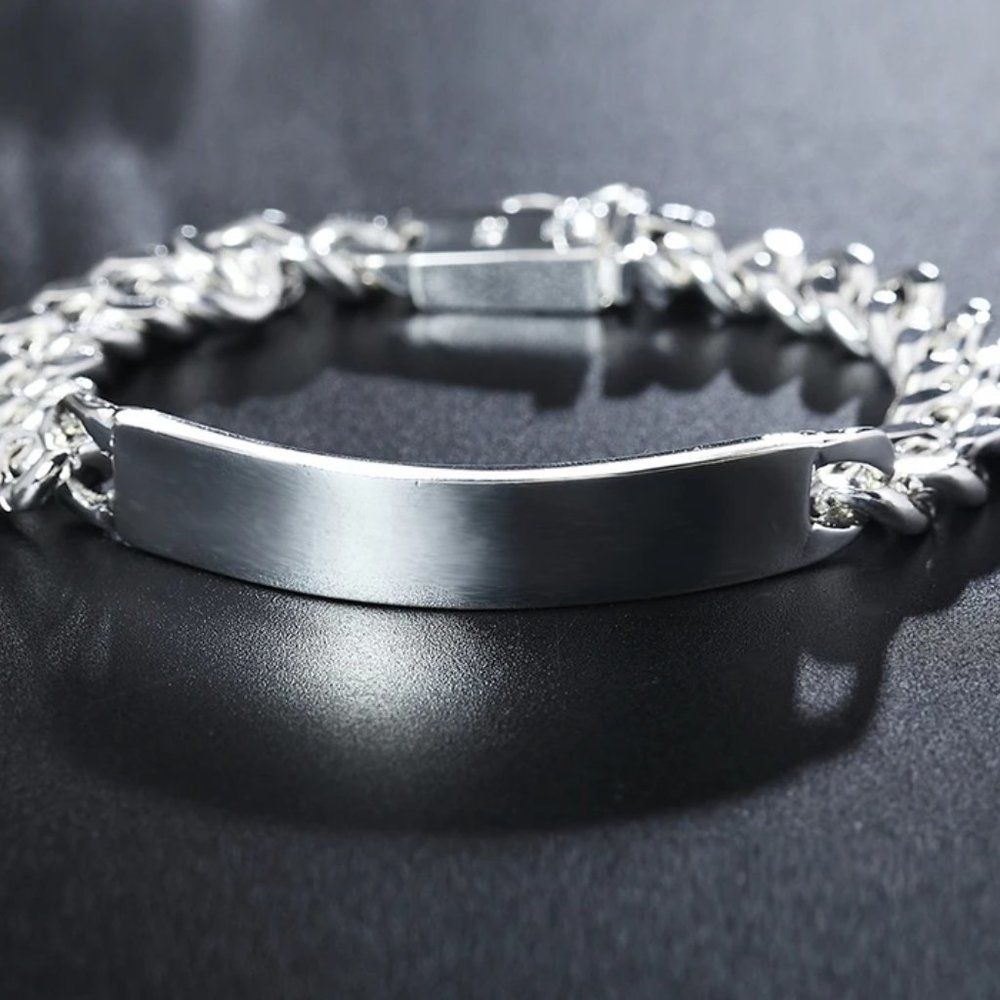 Awesome Men's Large 10mm Wide ID Bracelet Stamped .925 Solid Sterling Silver - Picture 10 of 11